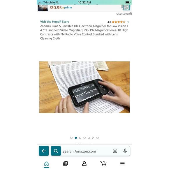 Zoomax Luna S Portable HD Electronic Magnifier for Low Vision - Picture 10 of 10